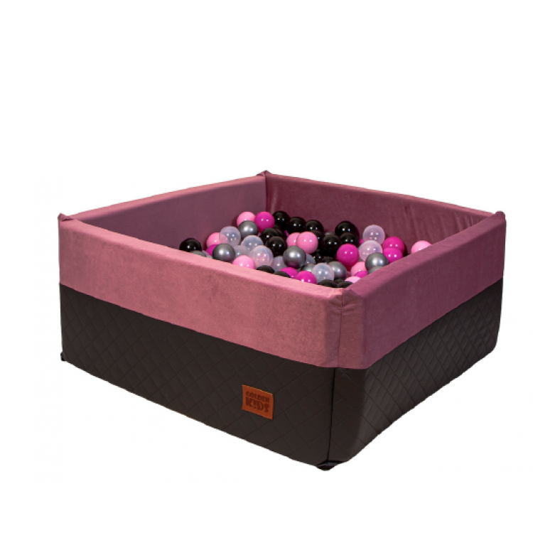 Suchý bazén Golden kids Eco- Velvet 90 cm -grafitovo-ružový + 350 loptičiek